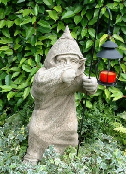 Harry, one of three monk statues for the garden called Sneaks
